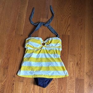 Yellow and Blue Striped Women’s One Piece Bathing Suit